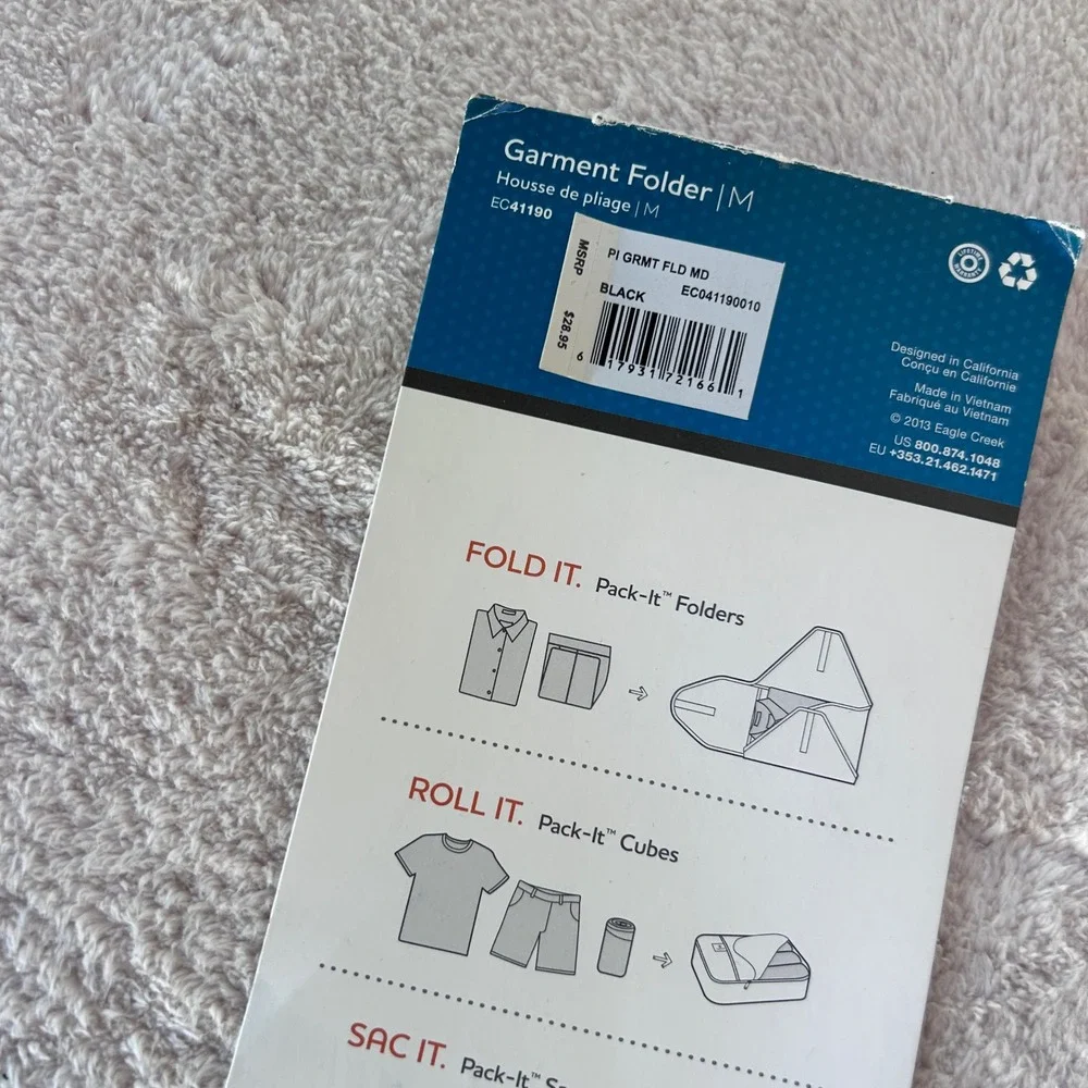 Eagle Creek Pack-It Garment Folder Medium Black Travel Organizer EC41190 NWT